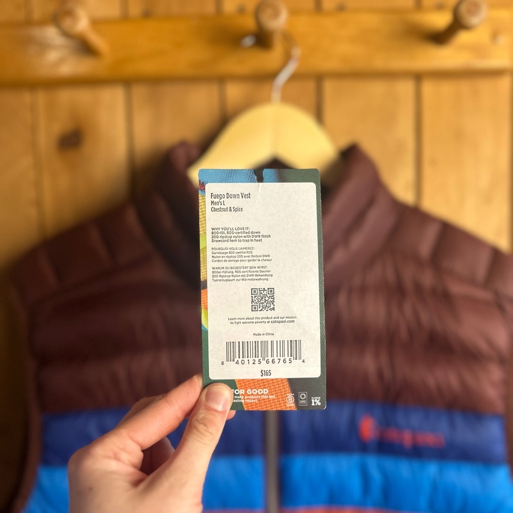 NWT Cotipaxi Fuego Down Puffy Vest in Chestnut and Spice Men’s Large - Picture 2 of 8